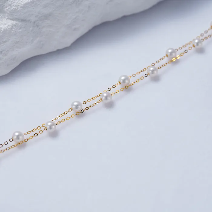 Pearly Lustre Bracelets 18K Solid Gold Freshwater Pearl Bracelet KB00035