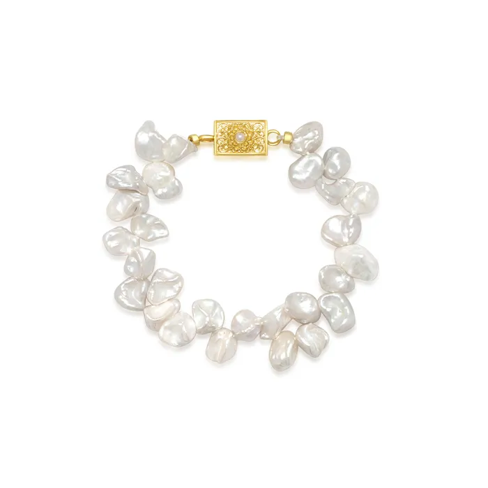 Pearly Lustre Bracelets Elegant White Keshi Pearl Bracelet WB00175