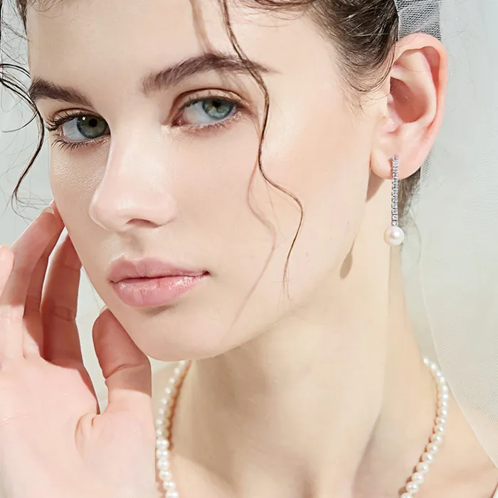 Pearly Lustre Earrings Elegant Freshwater Pearl Earrings WE00298