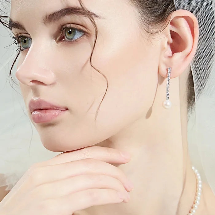 Pearly Lustre Earrings Elegant Freshwater Pearl Earrings WE00298