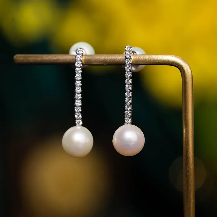 Pearly Lustre Earrings Elegant Freshwater Pearl Earrings WE00298
