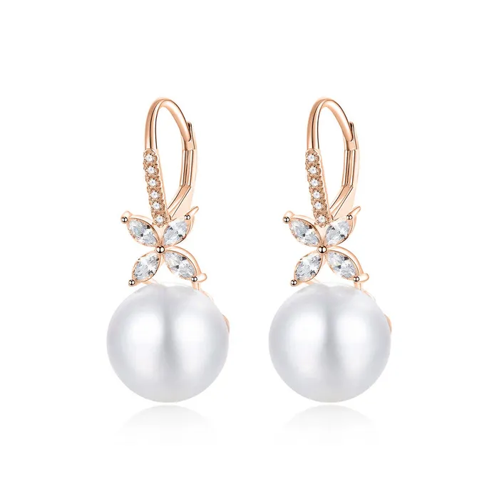 Pearly Lustre Earrings Elegant Freshwater Pearl Earrings WE00328 EVERLEAF