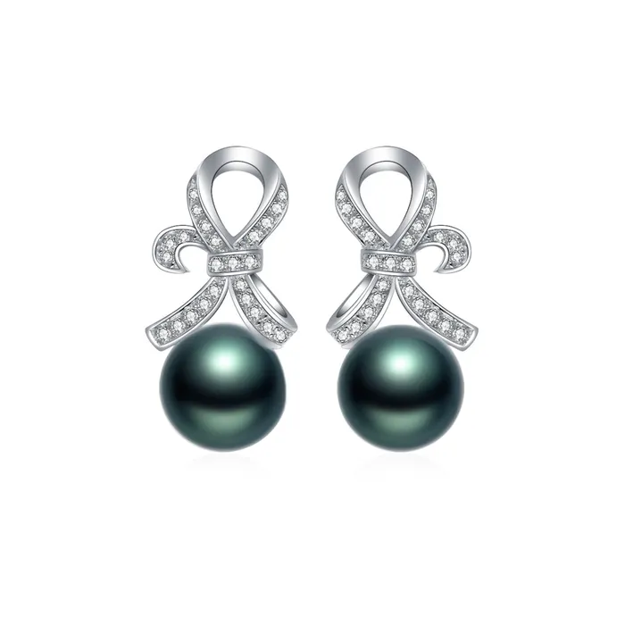 Pearly Lustre Earrings Tahitian Saltwater Pearl Earrings WE00406 RIBBON