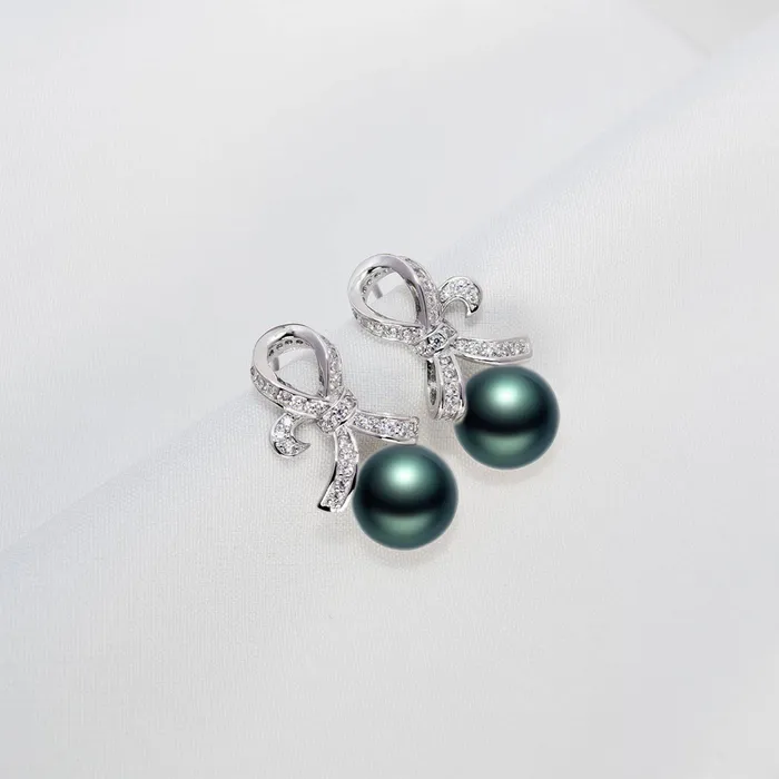 Pearly Lustre Earrings Tahitian Saltwater Pearl Earrings WE00406 RIBBON