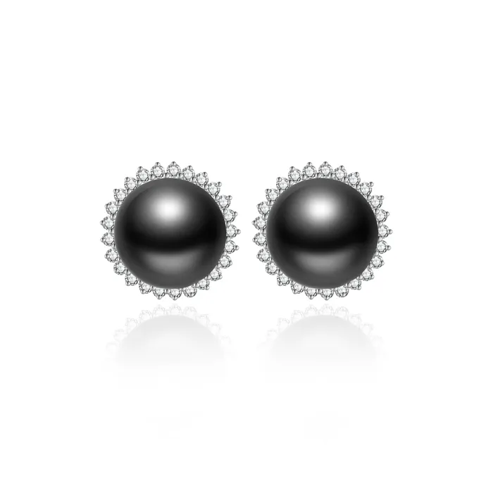 Pearly Lustre Earrings Top Grade 18K Gold Tahitian Pearl Earrings KE00222