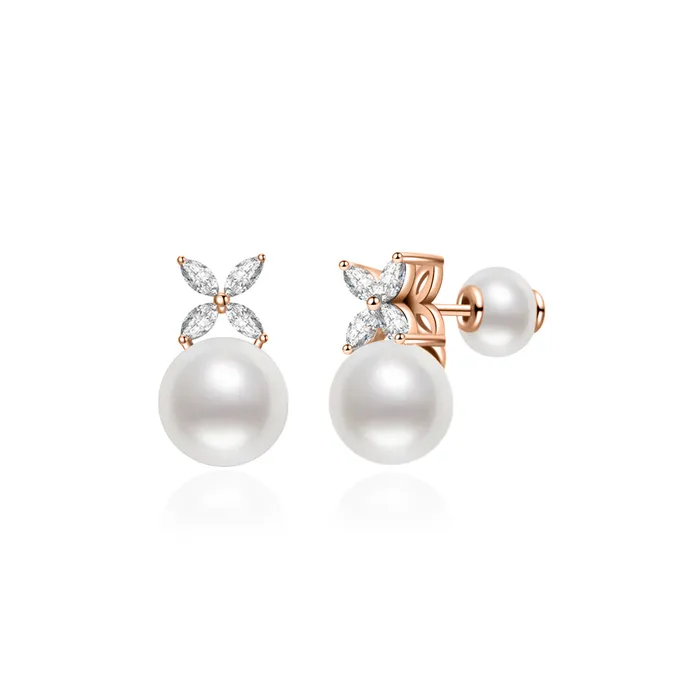 Pearly Lustre Earrings Top Grade Freshwater Pearl Earrings WE00621 EVERLEAF