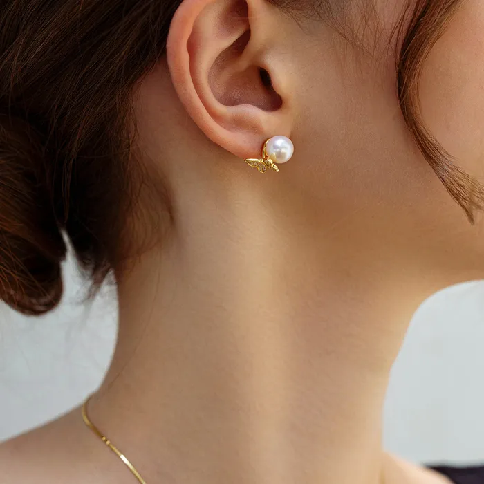 Pearly Lustre Earrings Top Grade Freshwater Pearl Earrings WE00693 GARDENS