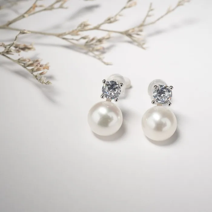 Pearly Lustre Elegant Freshwater Semi Round Pearl Earrings WE00017 Earrings