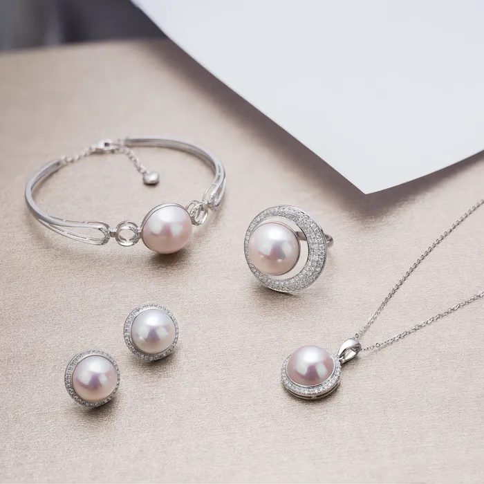 Pearly Lustre Necklaces 18k Solid Gold Diamond Edison Mabe Pearl Necklace KN00150 Si Dian Jin