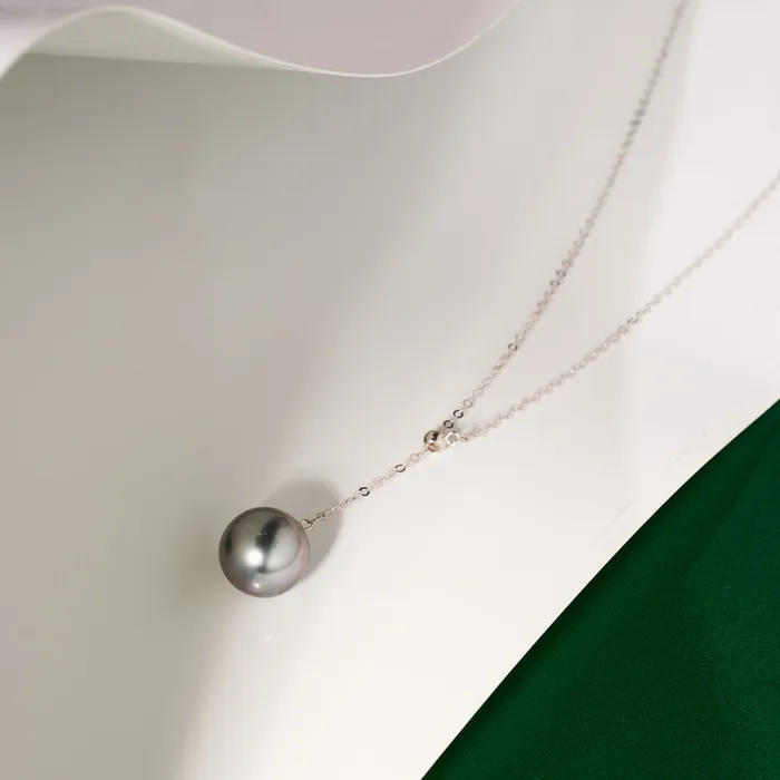 Pearly Lustre Saltwater Tahitian Pearl 18K Solid Gold Necklace KN00260 Necklaces