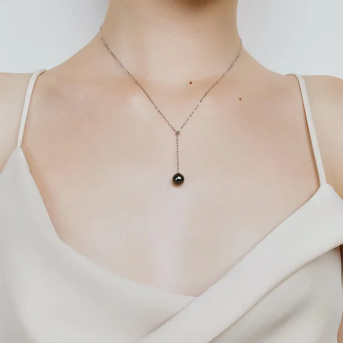Pearly Lustre Saltwater Tahitian Pearl 18K Solid Gold Necklace KN00260 Necklaces