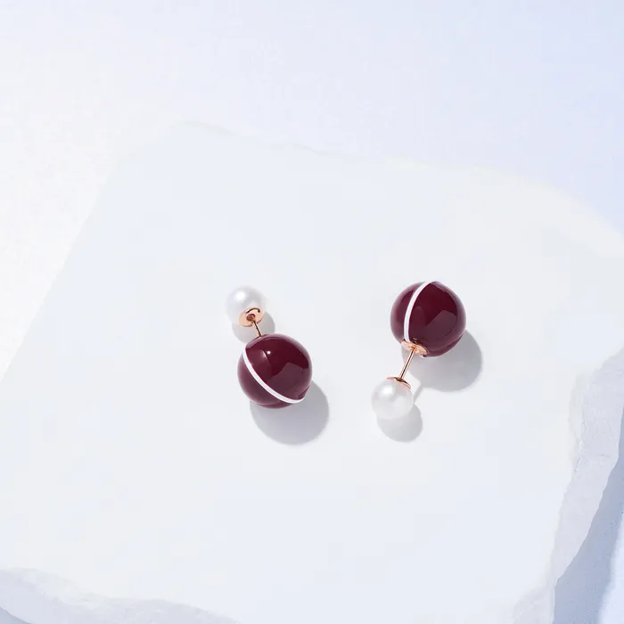 Pearly Lustre Top Grade Freshwater Pearl Earrings WE00862 Ancora Red Earrings