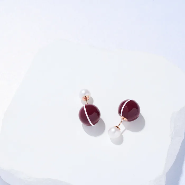 Pearly Lustre Top Grade Freshwater Pearl Earrings WE00862 Ancora Red Earrings
