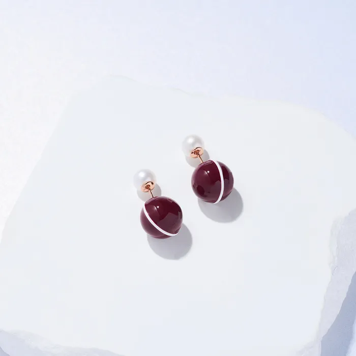 Pearly Lustre Top Grade Freshwater Pearl Earrings WE00862 Ancora Red Earrings