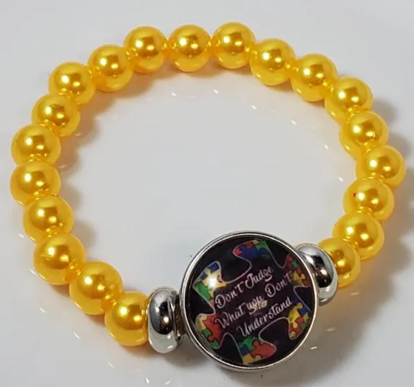 POLLY Bracelets B1020 Yellow Pearls Dont Judge What You Dont Understand Autism Awareness Bracelet POLLY Bracelets B1020 Yellow Pearls Dont Judge What You Dont Understand Autism Awareness Bracelet