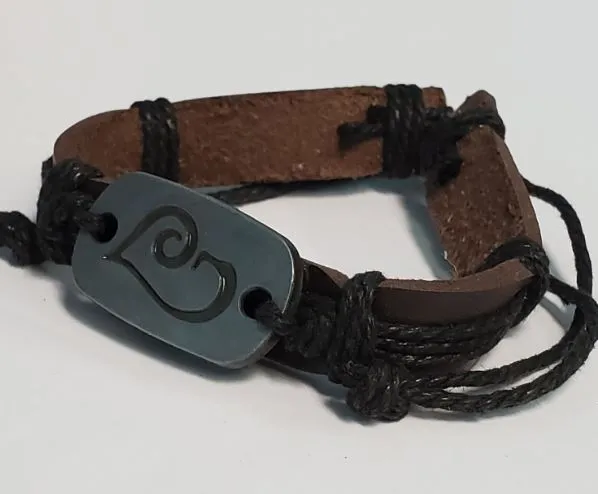 POLLY Bracelets B155 Heart Brown Leather Black Cord Bracelet