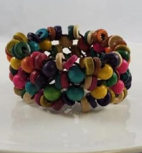 Polly Bracelets B800 Multi Color Wooden Bead Bracelet