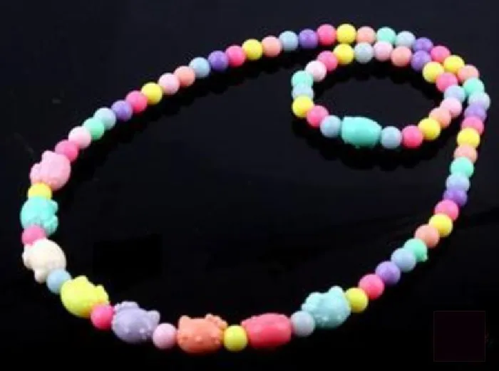 POLLY Bracelets L445 Multi Color Bead Kitty Cat Necklace Bracelet Set