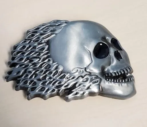 POLLY BU167 Blue Skull Belt Buckle Rings