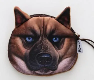 POLLY Earrings G87 Cute Brown Dog Zipper Bag