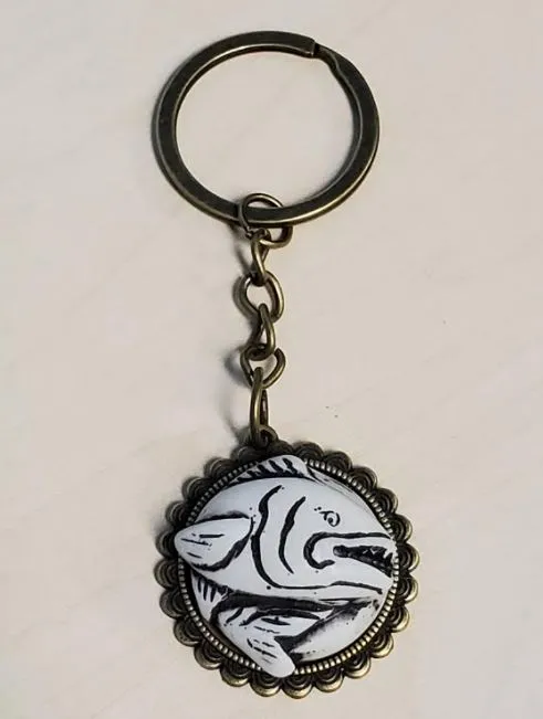 POLLY Earrings K143 Gold Fish Keychain