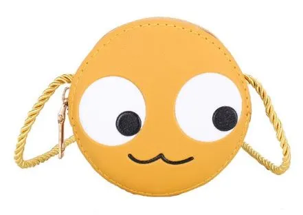 POLLY Earrings L451 Cute Yellow Smiley Face Leather Coin Purse