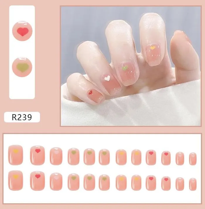 Polly Earrings NS329 Short Square Press On Nails 24 Pieces R239