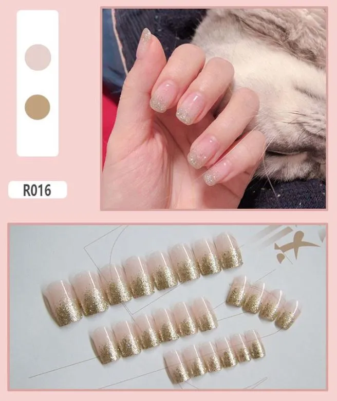Polly Earrings NS392 Long Square Press On Nails 24 Pieces R016