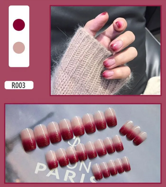 Polly Earrings NS610 Long Square Press On Nails 24 Pieces R003