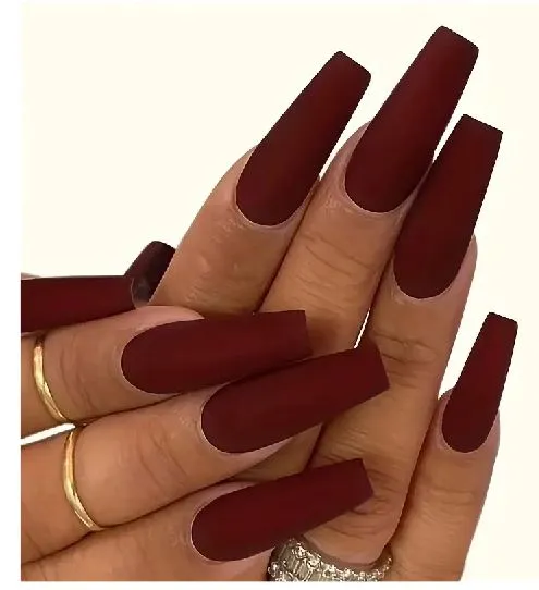 polly Earrings NS656 Extra Long Nails Coffin Press On Matte 24 Pieces