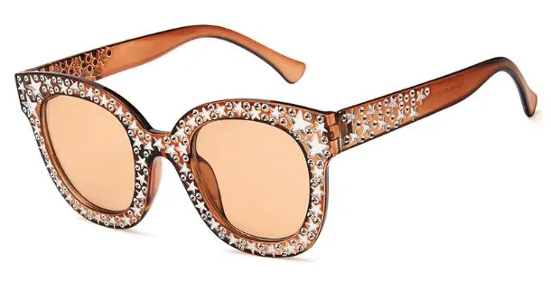 POLLY Earrings S116 Coffee Hollywood Star Sunglasses