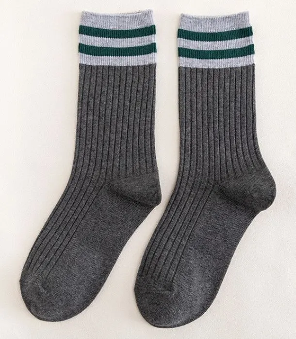 POLLY Earrings SF324 Gray Green Stripe Socks