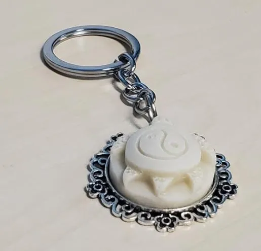 POLLY K42 Silver Sea Turtle Yin Yang Keychain Rings