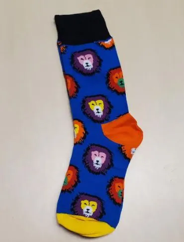 POLLY Rings SF1119 Royal Blue Colorful Lion Socks