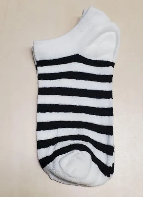 POLLY Rings SF1168 White Black Stripes Low Cut Socks