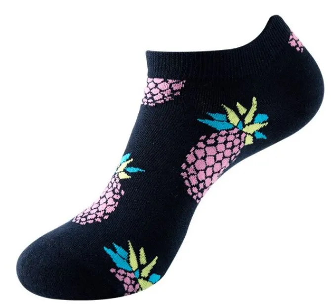 POLLY Rings SF1242 Black Pink Pineapple Low Cut Socks