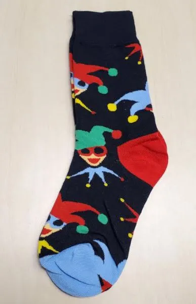 POLLY Rings SF205 Black Colorful Jester Socks