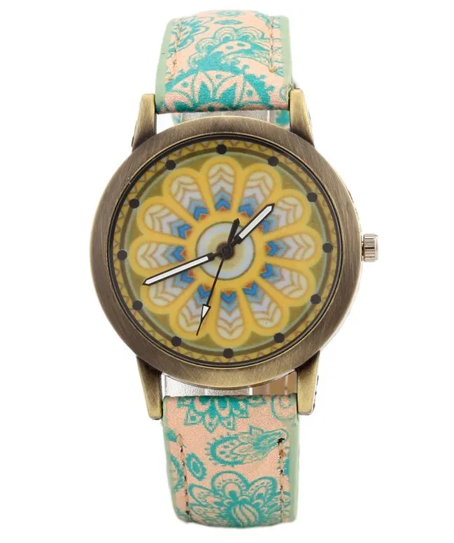polly Watches W370 Green Paisley Collection Quartz Watch