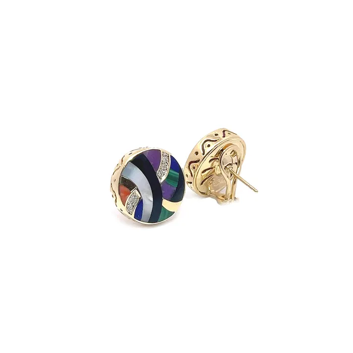 PreOwned Asch Grossbardt MultiGemstone Inlay Earrings Asch Grossbardt Earrings