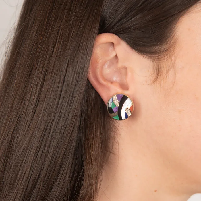 PreOwned Asch Grossbardt MultiGemstone Inlay Earrings Asch Grossbardt Earrings PreOwned Asch Grossbardt MultiGemstone Inlay Earrings Asch Grossbardt Earrings