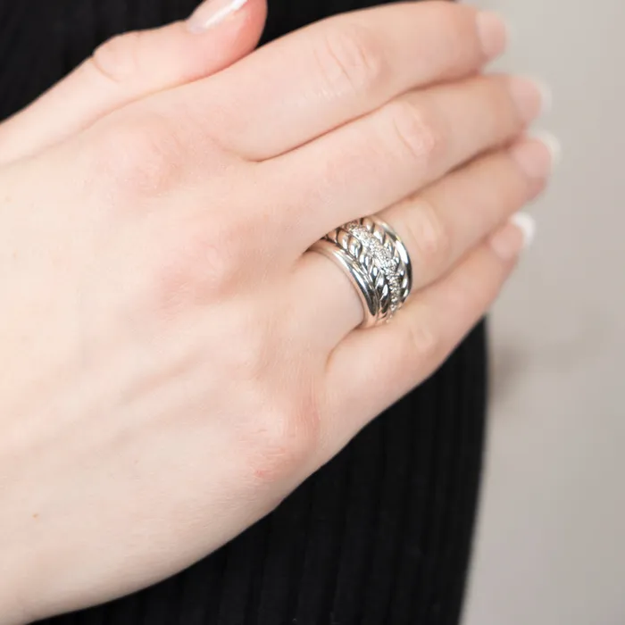 PreOwned David Yurman Diamond Toroughbred Cable Ring David Yurman Rings