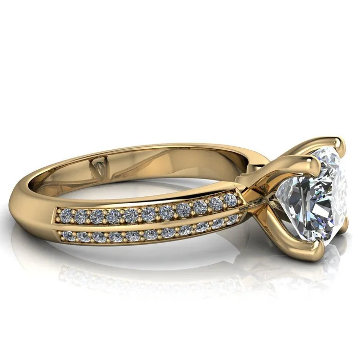 Priscilla Cushion Center Stone 4 Prong Double Channel Shank Engagement Ring Fire Brilliance Rings