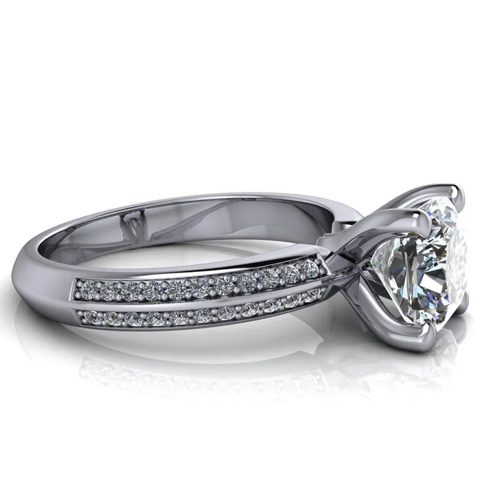 Priscilla Cushion Center Stone 4 Prong Double Channel Shank Engagement Ring Fire Brilliance Rings