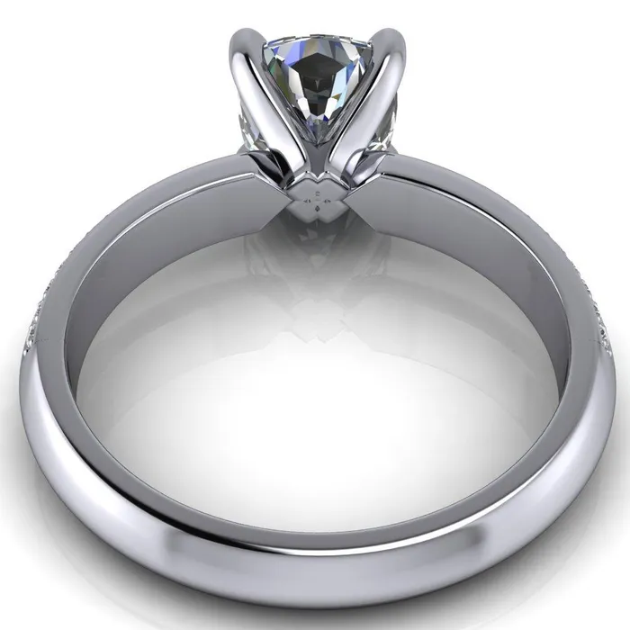 Priscilla Cushion Center Stone 4 Prong Double Channel Shank Engagement Ring Fire Brilliance Rings