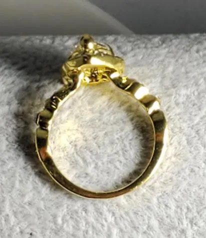 R162 Gold Teardrop Gem Rhinestone Ring alice Rings