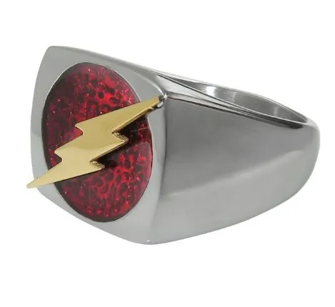 R530 Silver Red Gold Lightning Bolt Ring alice Rings