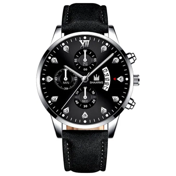 Rings 01 W86 Black Band Silver Techno Time Collection Quartz Watch