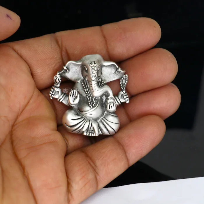 Rings 14 925 Sterling silver handmade Hindu God Idol Ganesha statue puja article figurine home decor Diwali puja Divine silver article art679 TRIBAL ORNAMENTS