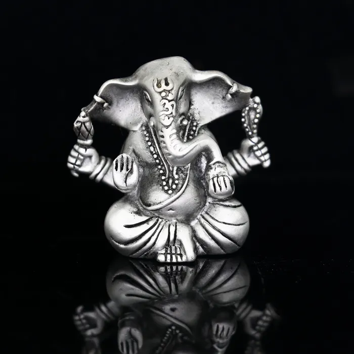 Rings 14 925 Sterling silver handmade Hindu God Idol Ganesha statue puja article figurine home decor Diwali puja Divine silver article art679 TRIBAL ORNAMENTS