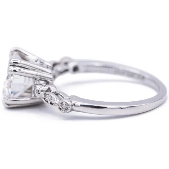 Rings 8mm Round Moissanite Milgrain Diamond Bezel 4 Double Prong Ring Fire Brilliance 